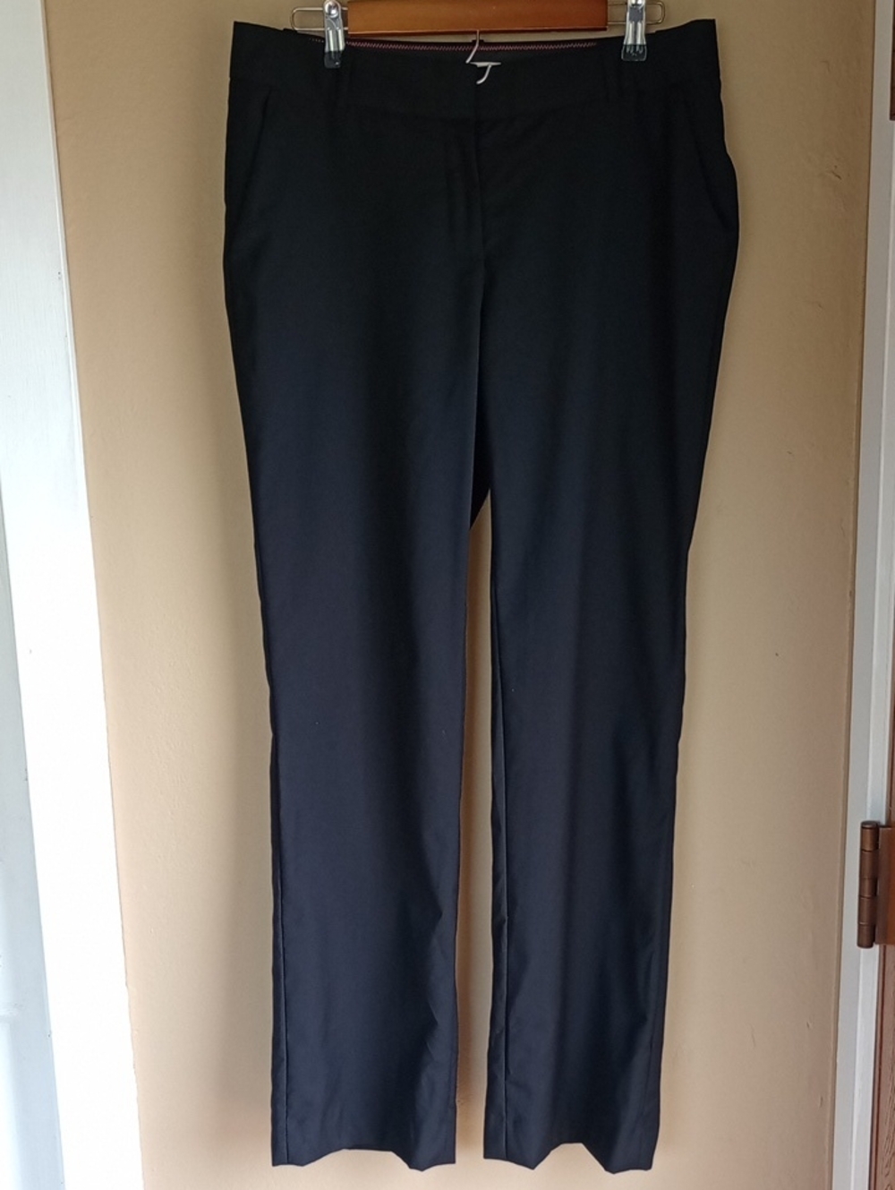 J.Crew Factory Black Trouser Business Casual Straight Minimalist Wool Size 10